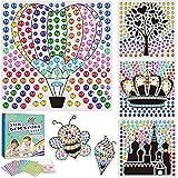Metuu 6 Sheets Diamond Window Art Painting Craft Gemstone Suncatcher for Kids, Bee Balloon Crown Gem Painting Crafts for Chil