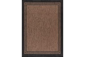 Lena Rug Washable Indoor Outdoor Rug Weather Resistant Indoor Outdoor Carpet for Porch Deck Balcony Backyard Patio Rug 8x10 Bordered Gold Brown/Black