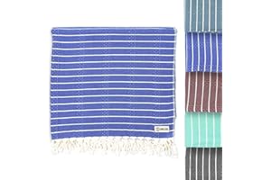 Sand Cloud Turkish Beach Towel - Sand Proof - 100% Certified Organic Turkish Towel - Quick Dry Towel for Beach, Picnic, Blanket or Bath Towel - As Seen on Shark Tank - Gocek (Royal Blue)