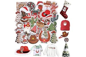 Meneng Patches Christmas Embroidered for Western Iron On: Christmas 25Pcs Embroidery Patch DIY Crafts for Cowboys Cowgirls - Cute Sew On Patches for Backpacks Shirts Stockings Sweater Hats