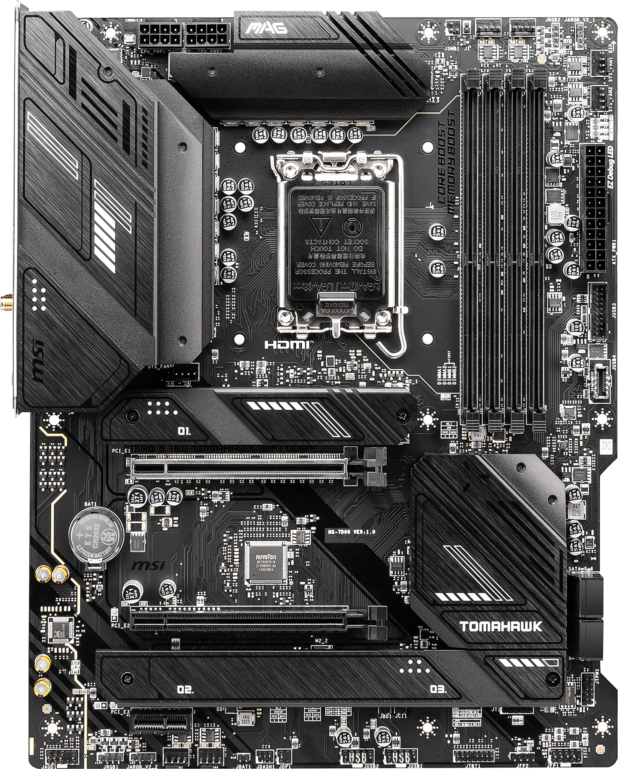 MSI MAG B760 Tomahawk WiFi DDR4 Gaming Motherboard (Supports 12th/13th/14th Gen Intel Processors, LGA 1700, DDR4, PCIe 5.0, M.2, 2.5Gbps LAN, USB 3.2 Gen2, HDMI/DP, Wi-Fi 6E, Bluetooth 5.3, ATX)