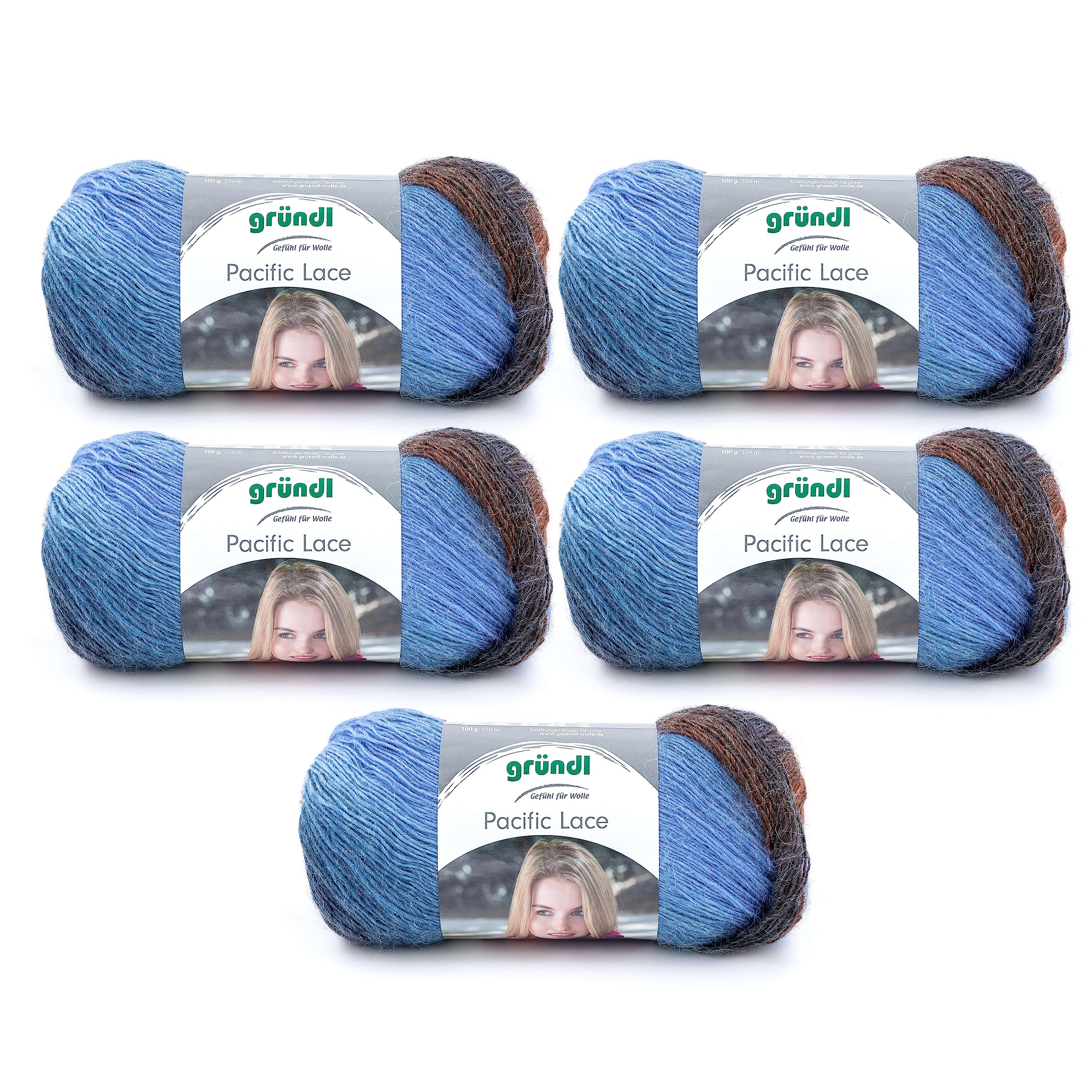 Gründl Pacific Lace - Beige Red Brown Light Blue Multicoloured. - Pack of 5, 5P3506-10