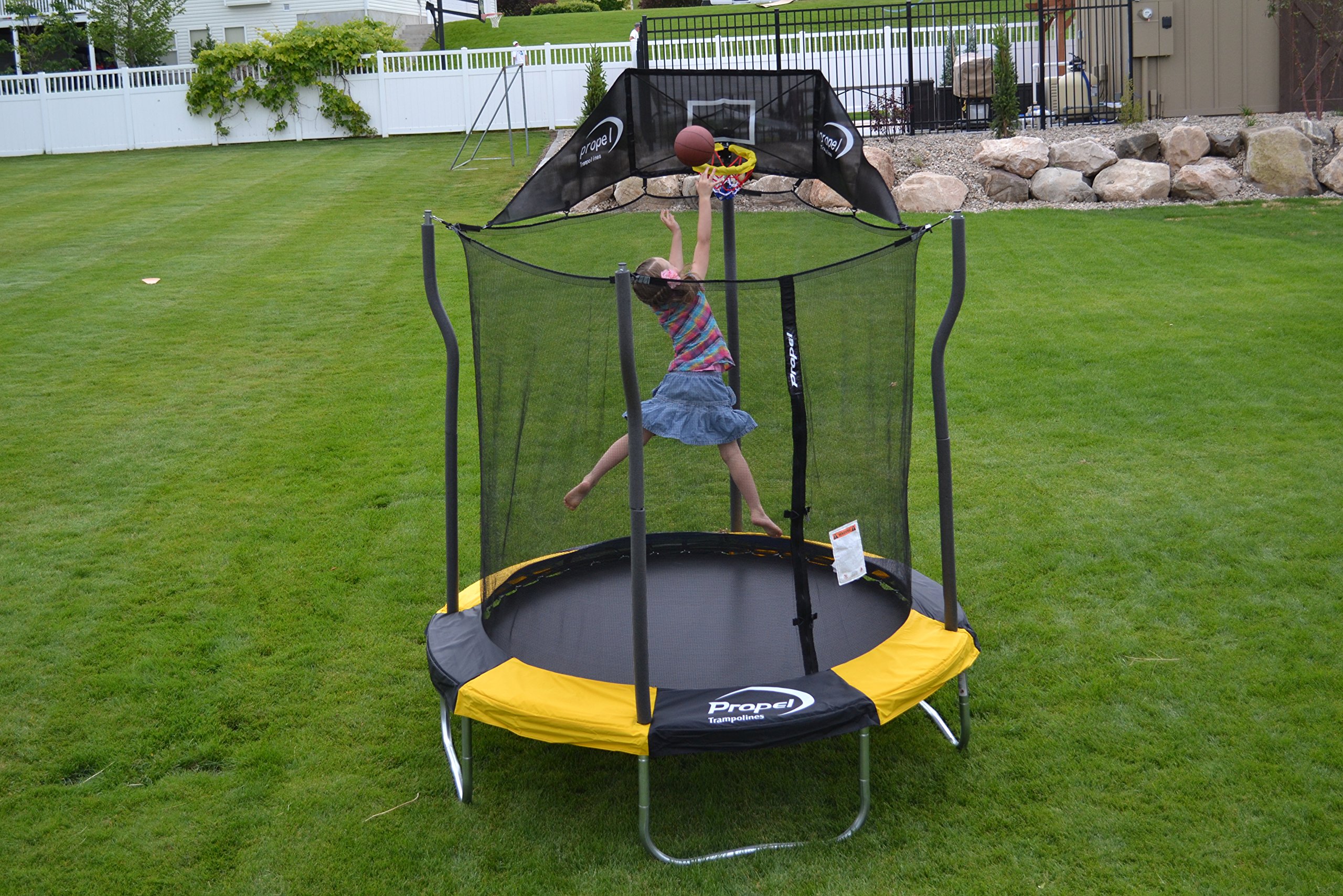 Propel Trampolines Indoor/Outdoor Trampoline with Enclosure, 7Feet