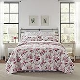 Laura Ashley - Twin Quilt Set, Reversible Cotton Bedding with Matching Sham, Lightweight Home Decor for All Seasons (Lidia Pink, Twin)