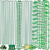 Puteraya 40 Pieces St Patrick's Day Bead Necklace Green Shamrocks Necklace Irish Shamrock Pendant Necklaces for St Patricks Day Irish Party Favors