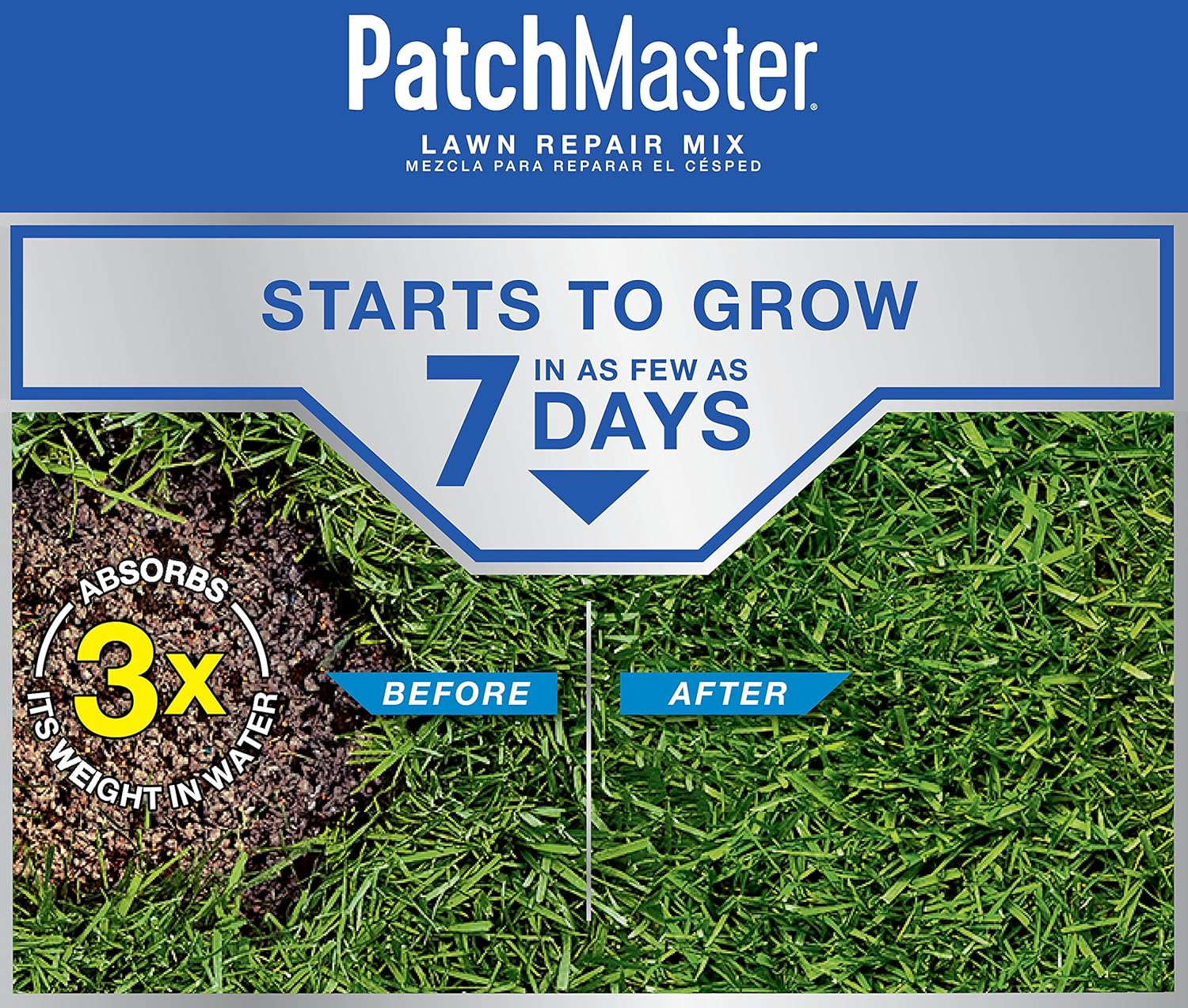 Scotts PatchMaster Lawn Repair Mix Sun and Shade Mix - 10 lb, All-in-One Bare Spot Repair, Feeds for Up to 6 Weeks, Fast Growth and Thick Results, Covers Up to 290 sq. ft.: Garden & Outdoor