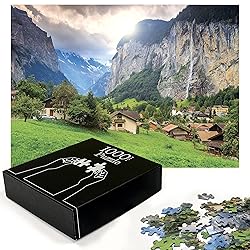 Ambesonne European Jigsaw Puzzle, Green Fields