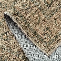 WondRg 2x6 Washable Green Vintage Runner Rug for