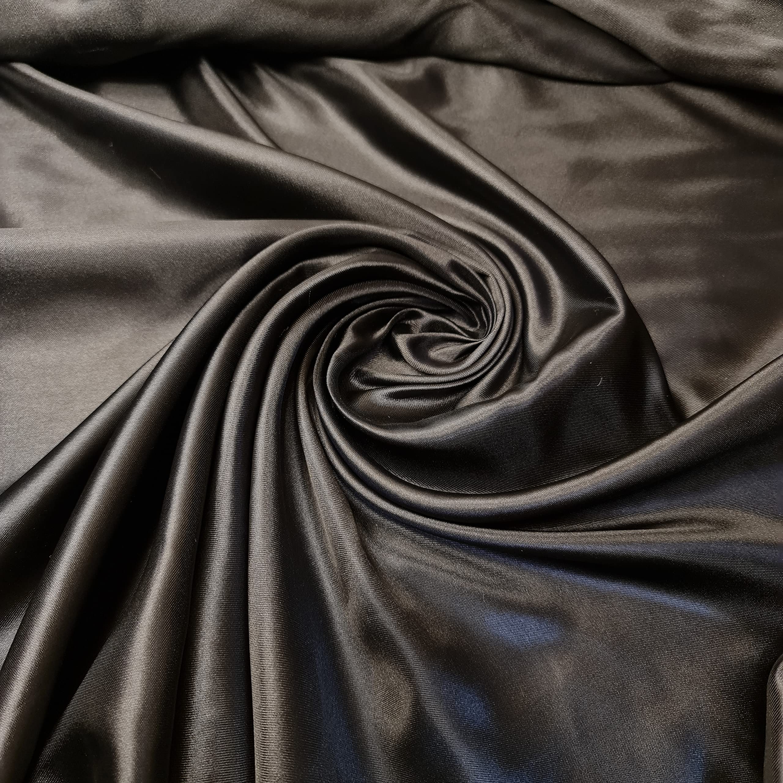 Clearance Silky Satin Dress Craft Fabric Plain Satin Luxury Wedding Material 58" (Black, 2 Meter)