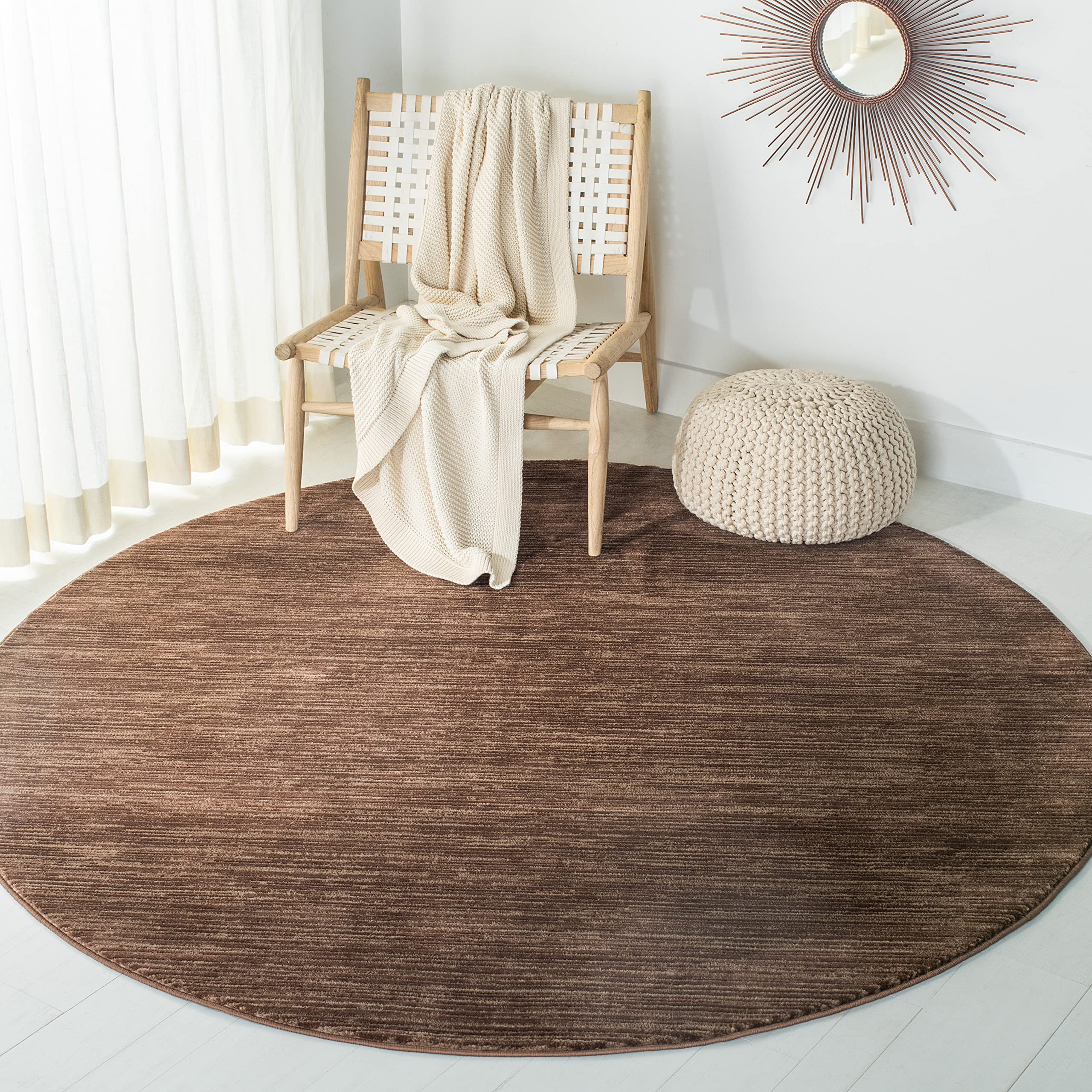 SAFAVIEH Vision Collection 8' Round Brown VSN606E Modern Ombre Tonal Chic Non-Shedding Living Room Bedroom Area Rug Image