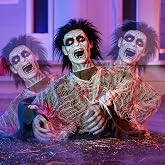 JOYIN Halloween Outdoor Decoration Zombie Groundbreaker, Animatronics Zombie Props Halloween Outside Decor, Animated Groundbreaker with Sound &amp; Glowing Eyes for Graveyard Lawn Yard Haunted House Decor