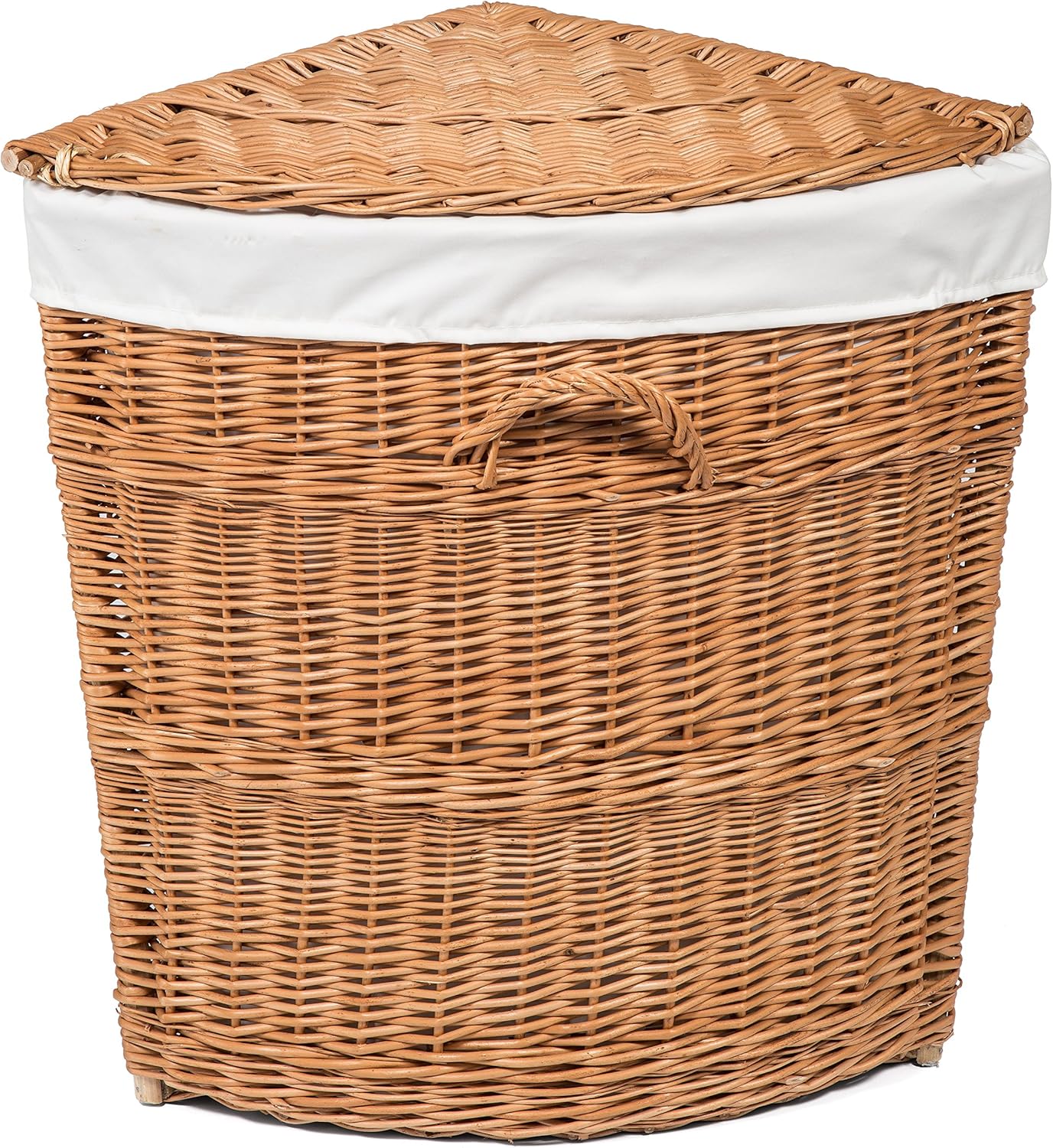 Prestige Wicker Corner Laundry Basket Lined, Wood, Natural, 40 x 40 x
