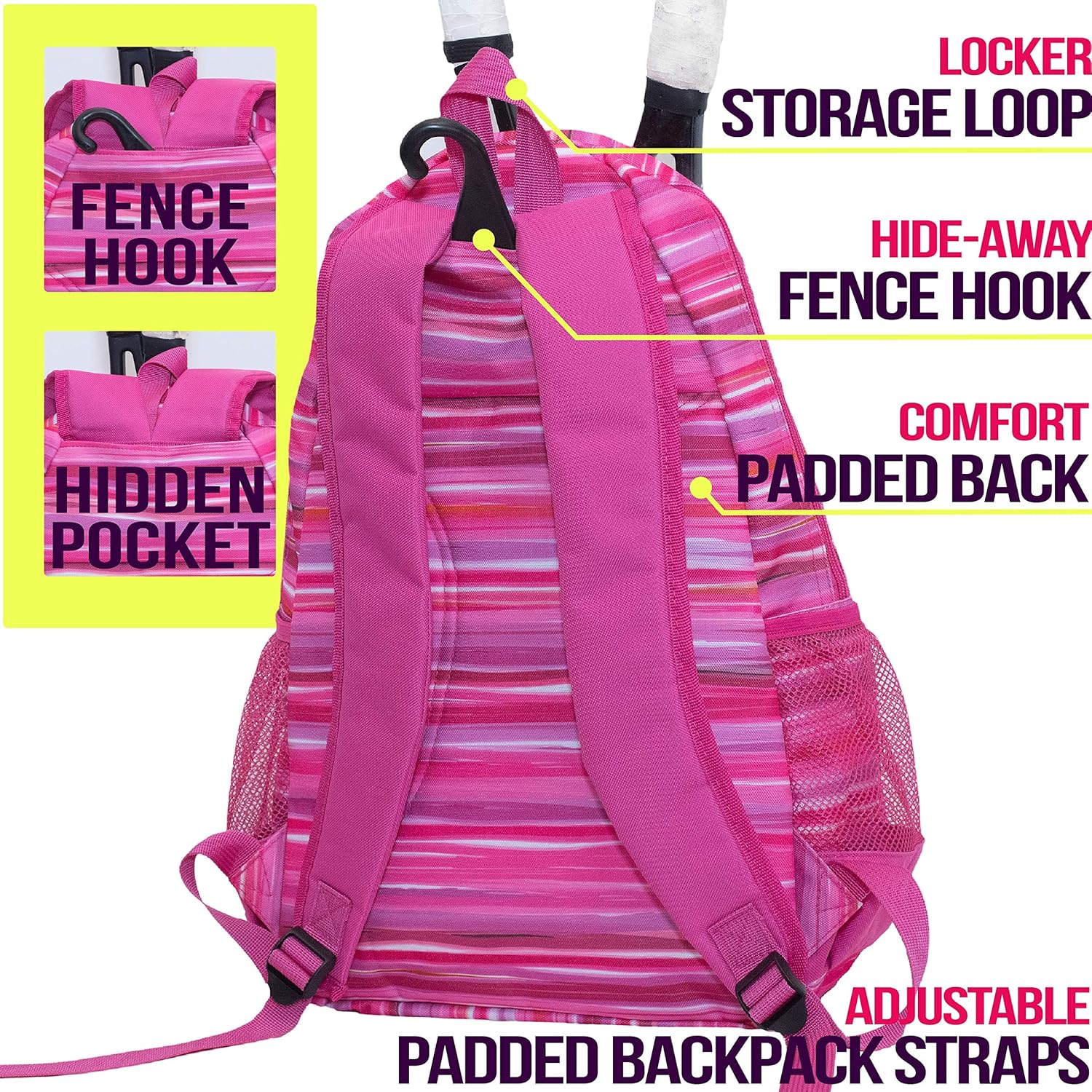 Athletico Compact City Tennis Backpack (Pink) : Sports & Outdoors