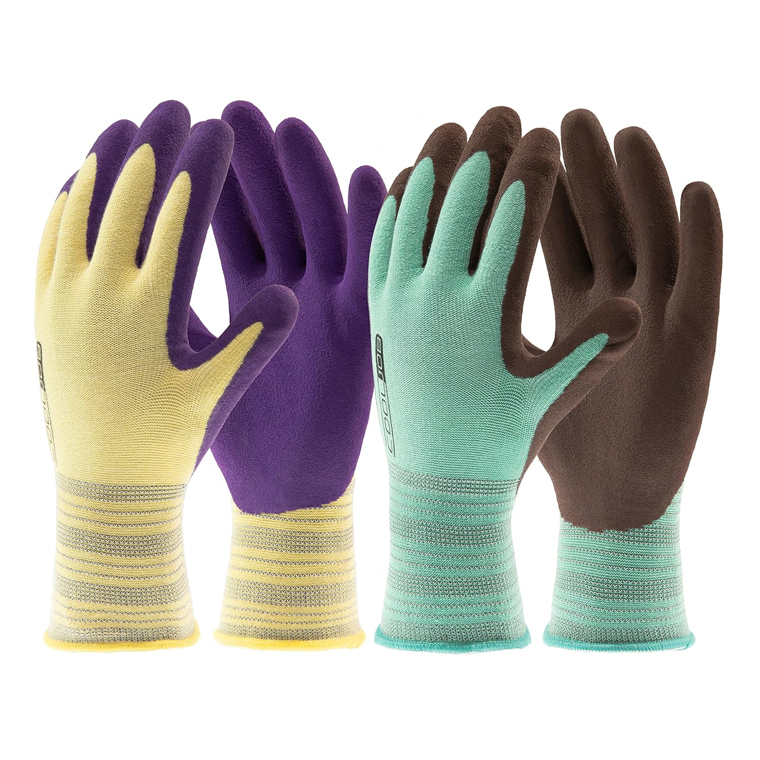 COOLJOB Gardening Gloves for Women and Men, Latex Coated Work Gloves for General Purpose, Assorted Colors, 2 Pairs, Small Size