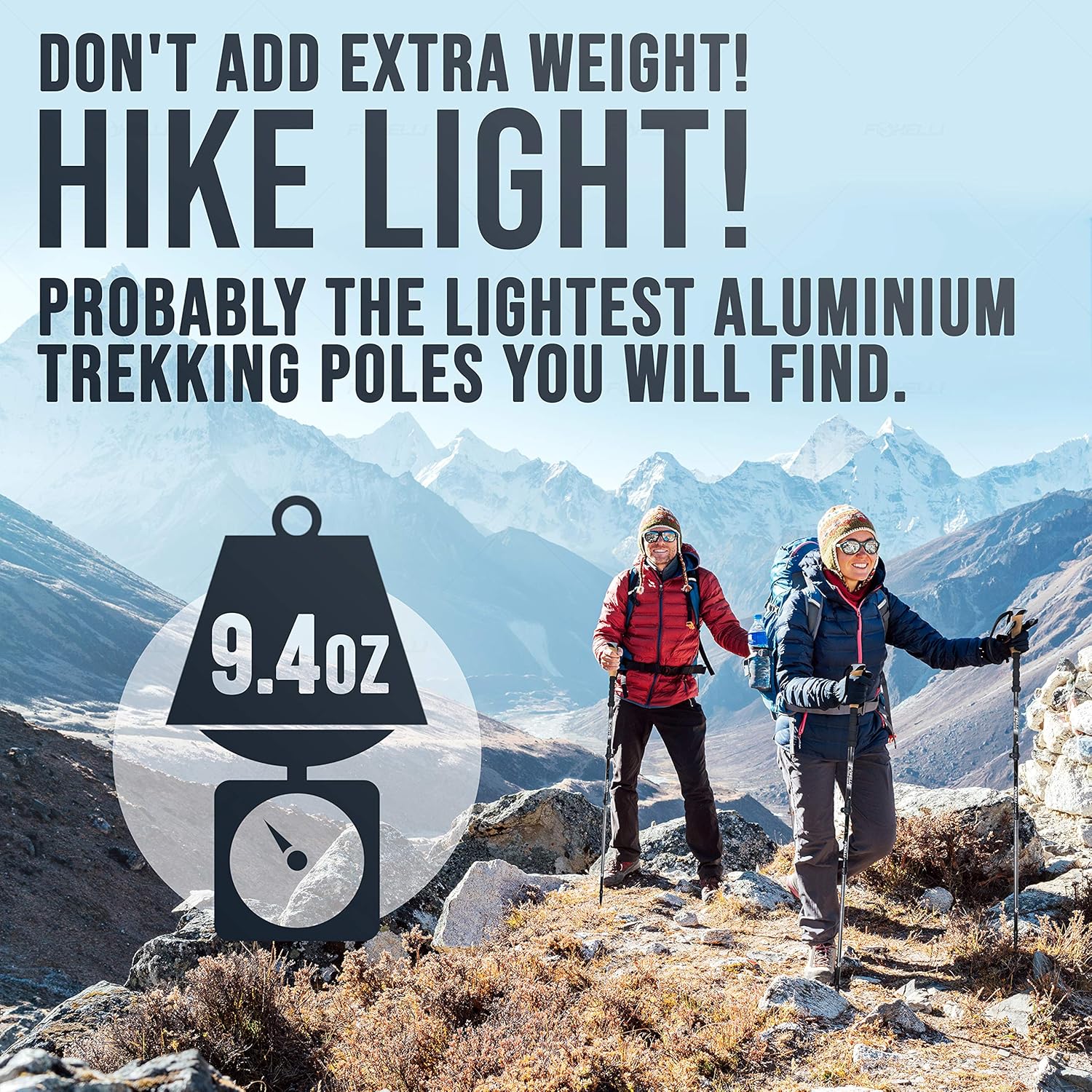 Foxelli Aluminum Trekking Poles – Collapsible, Lightweight, Aluminum 7075 Hiking Poles, Walking & Running Sticks with Natural Cork Grips, Quick Locks, 4 Season/All Terrain Accessories and Carry Bag : Sports & Outdoors