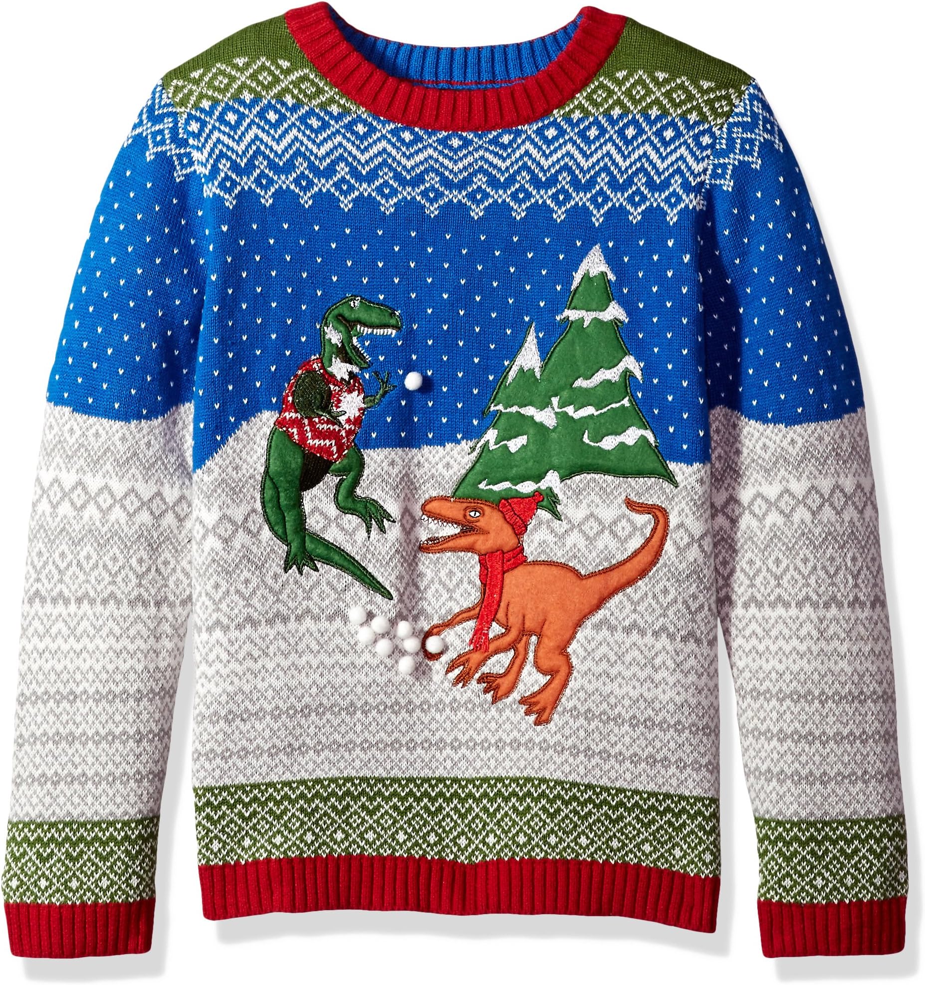 Blizzard Bay Big Boy's Dinosaur Fight Xmas Sweater