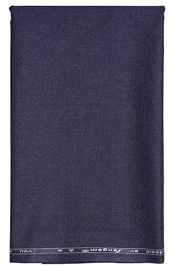 Uniform Sarees Corp Mens Poly Viscose Unstitched Pant-1.3 m Piece Fabric (Frosted Blue, Free Size)