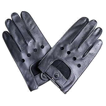 Jasmine Silk Herren-Handschuhe, luxuriös, echtes Lammleder, Auto-Handschuhe, Schwarz