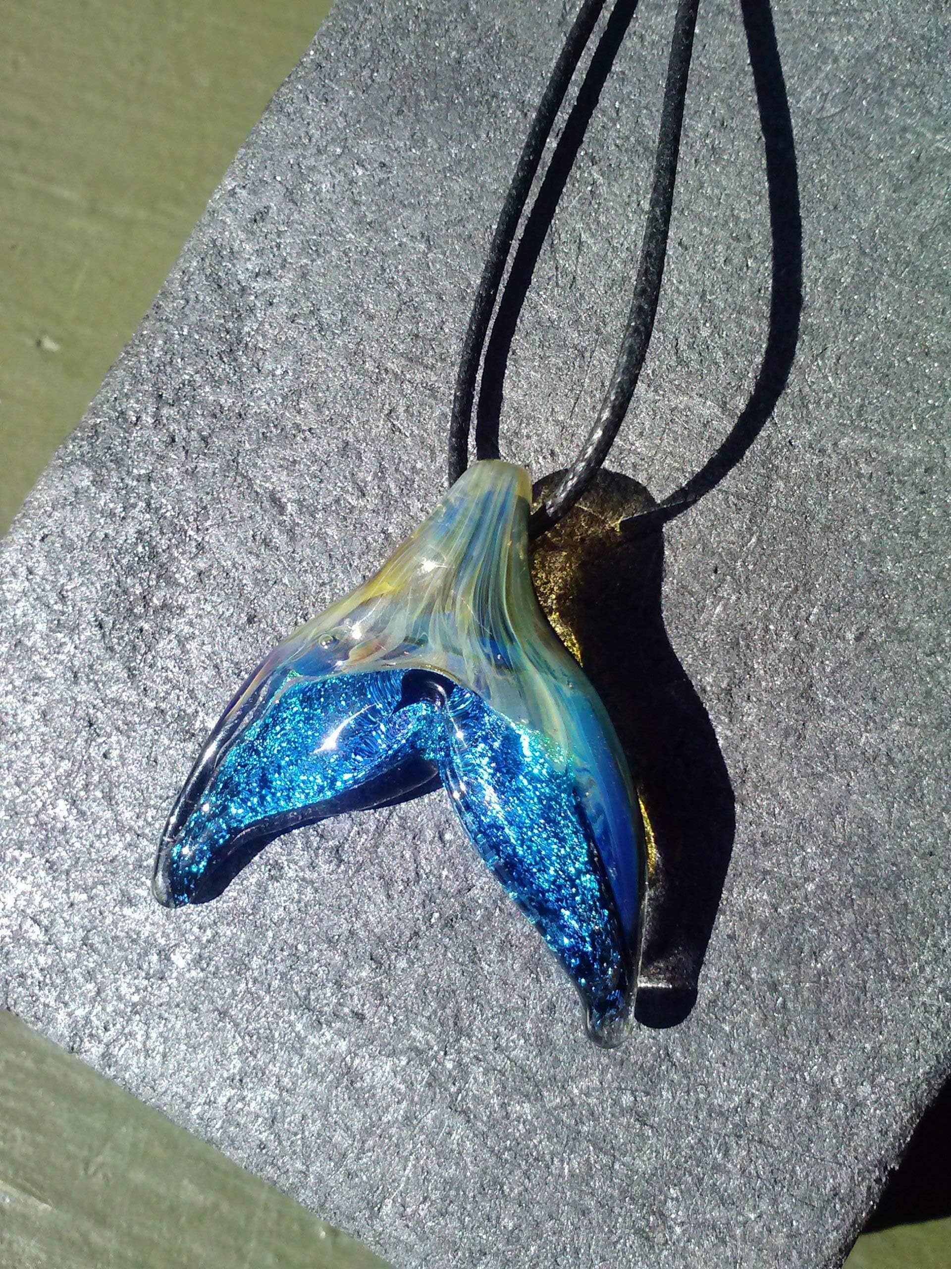 whale tail glass pendant jewelry made on san juan island