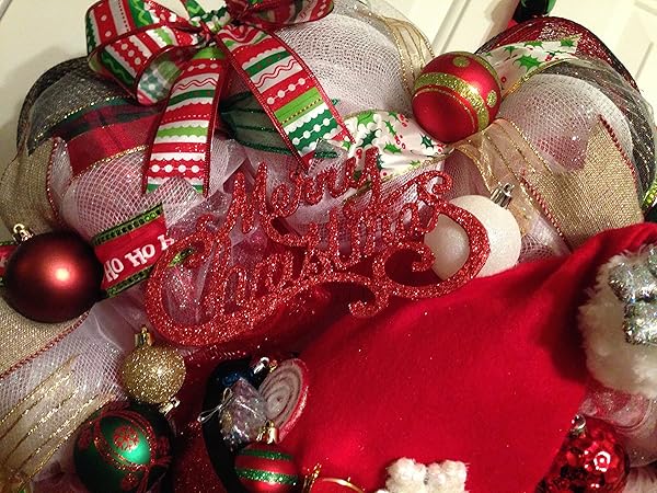 NEW HANDMADE CHRISTMAS SANTA DECO MESH WREATH WITH SANTA HAT AND LEGS AND IT LIGHTS UP!!