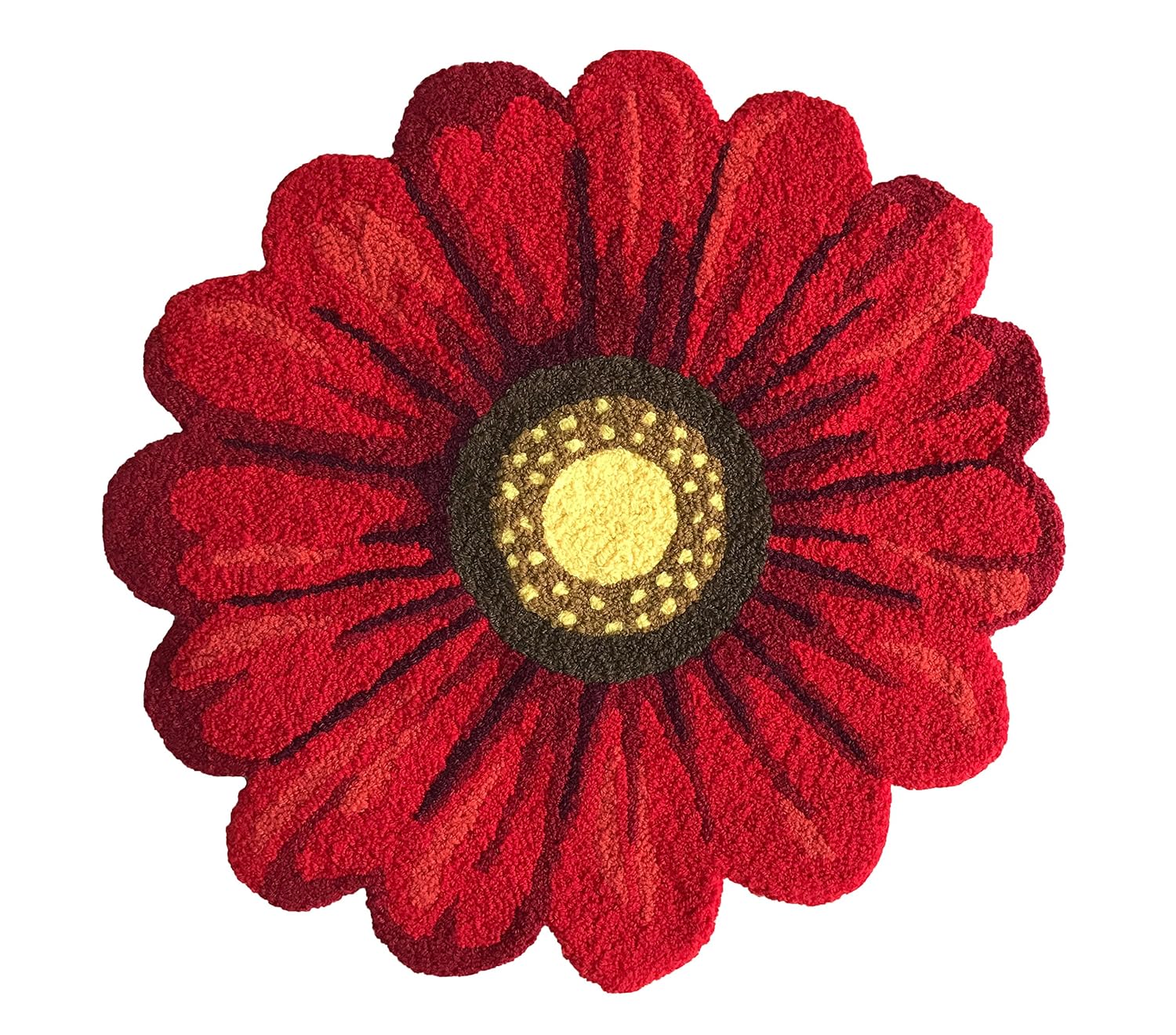Red Handmade Weaving Sunflower Rug - Girls Bedroom Mat Non-Slip Soft Bathroom Mat Home Decor Floor Rugs 2'x2'