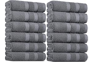 BELADOR Hand Towels 12-Pack - Premium Soft Cotton Hand Towels for Bathroom - Quick-Dry & Absorbent Hand & Face Towel Set | Gray Hand Towels 16"x30"