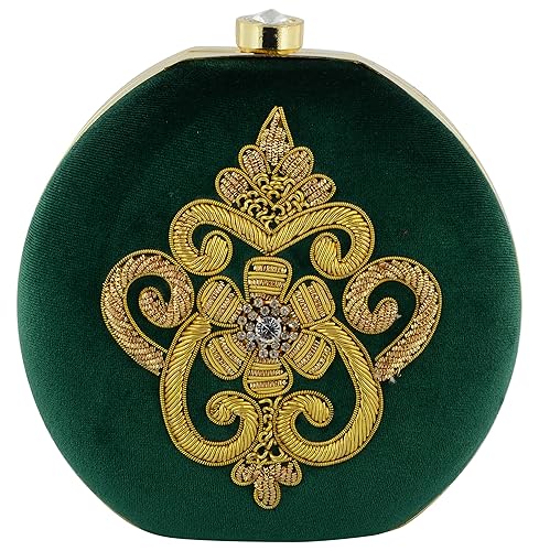 Tooba Handcrafted GTM_1 Womens Box Clutch (Green)