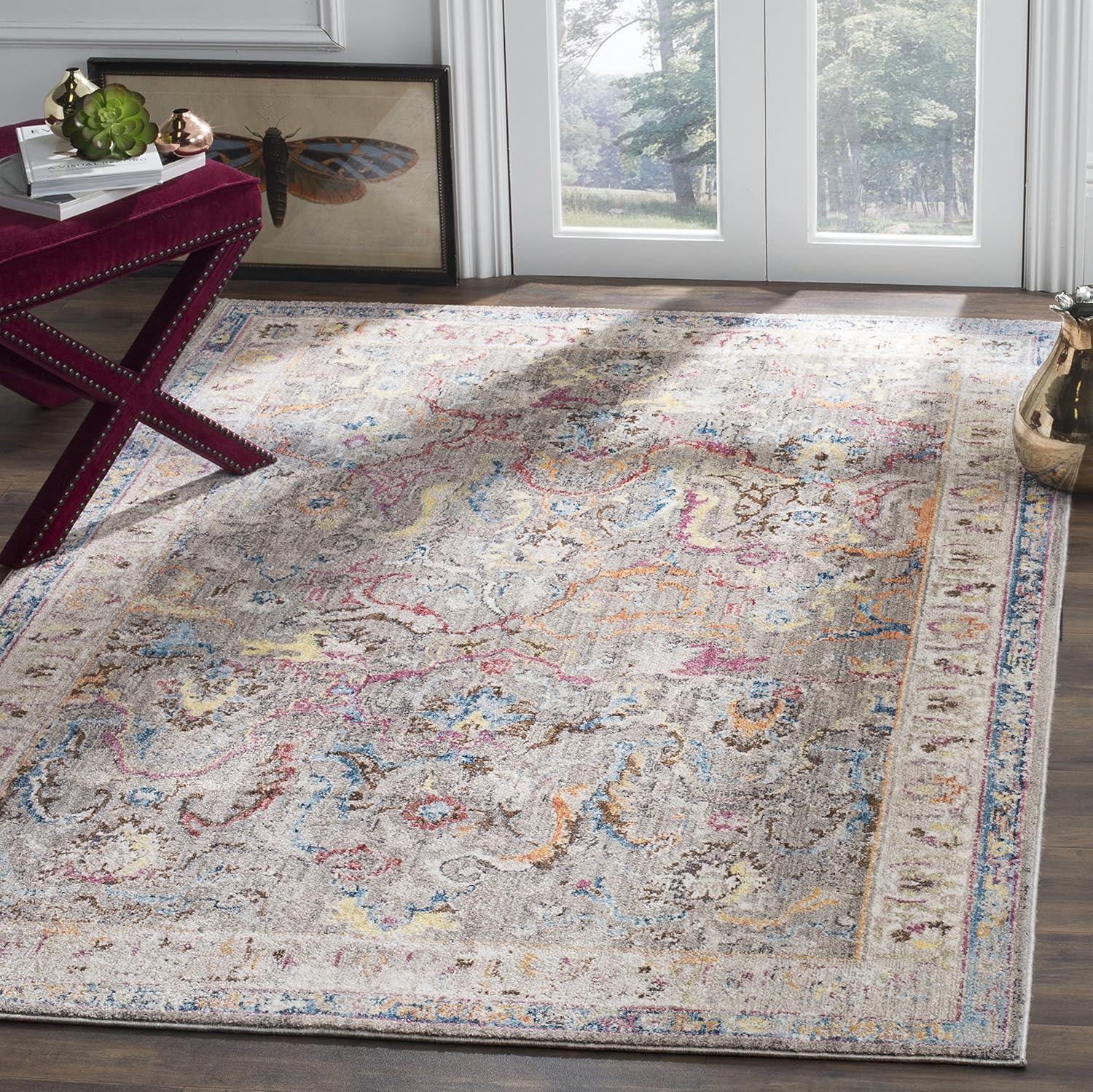 Safavieh Trendy New Transitional Indoor Woven Rectangle Area Rug, Bristol Collection, BTL357, in Grey / Ivory - Image 3