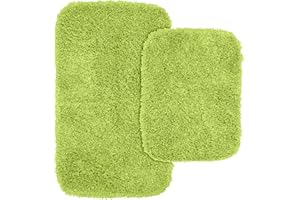 Garland Rug 2-Piece Jazz Shaggy Washable Nylon Bathroom Rug Set, Lime Green