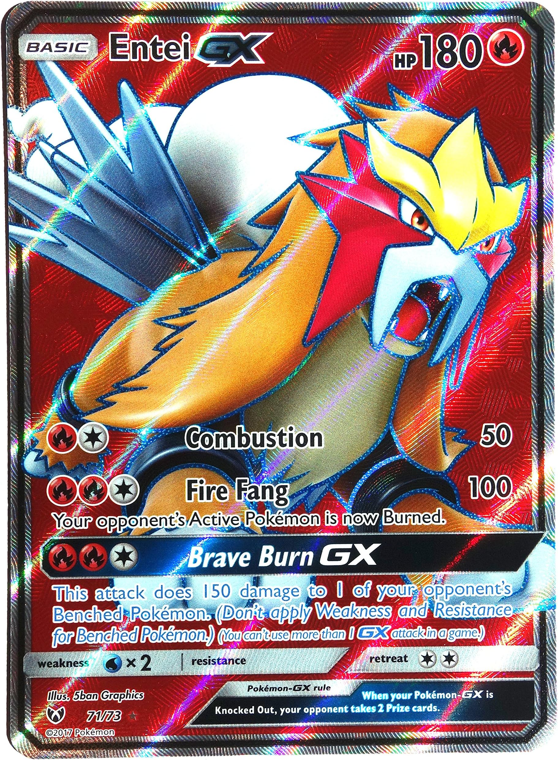 Entei-GX - 71/73 - Full Art Ultra Rare - Sun & Moon: Shining Legends, New
