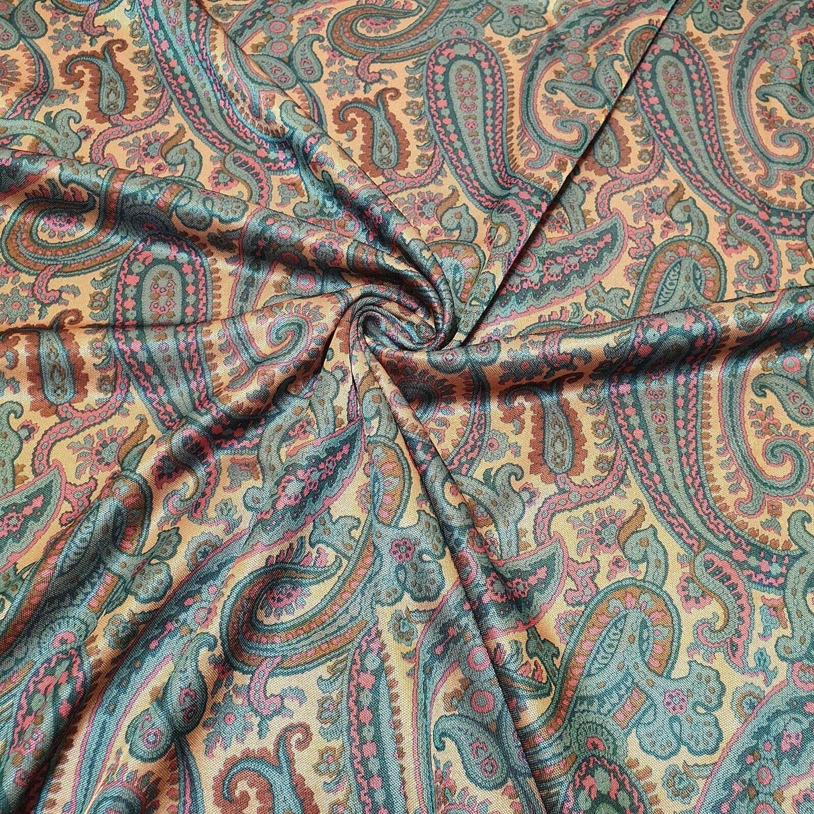 Plain/Printed ITY Spandex Jersey Elastane Stretch Dress Leggings Fabric 58" - 150cm Wide Sold As 1 Meter Pre - Cut Lengths (Paisley Tea Pink)