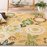 SAFAVIEH Four Seasons Collection 4' x 6' Taupe / Multi FRS472A Hand-Hooked Floral Area Rug