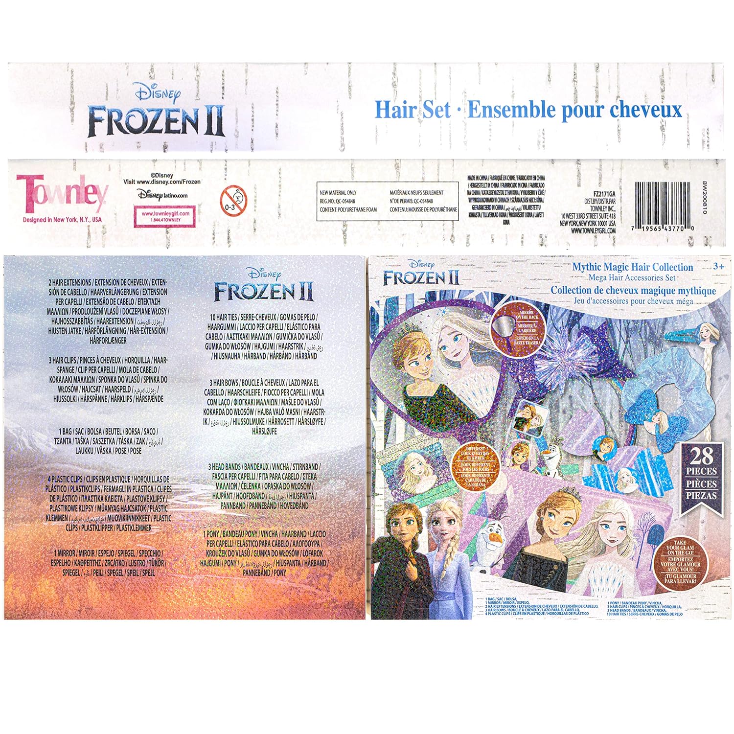 Townley Girl Disney Frozen Mega Hair Foldable Gift Set for Parties, Sleepovers and Makeovers (28 PCs) : Beauty