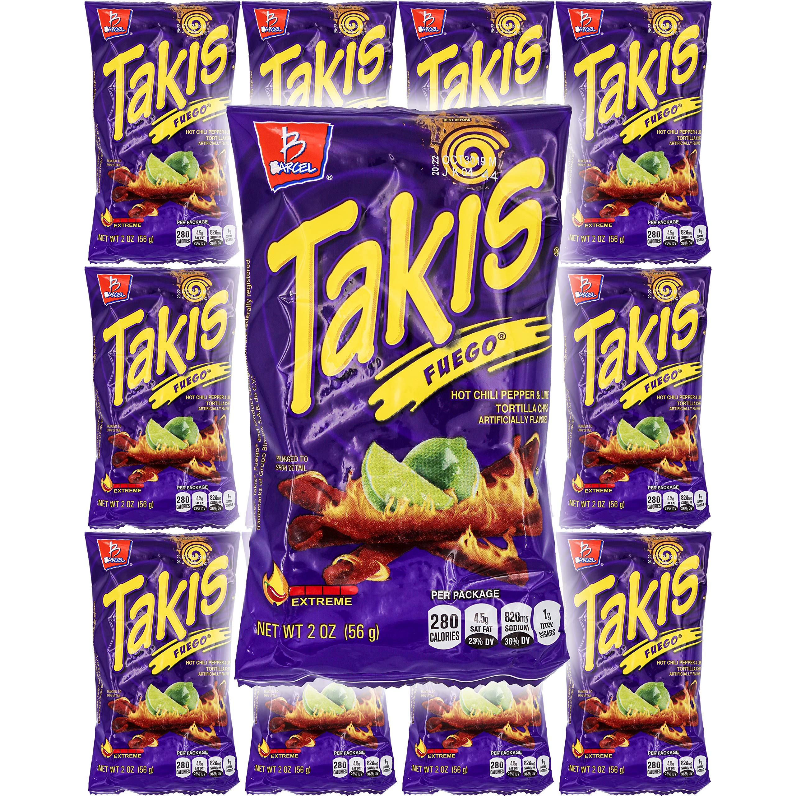 Takis Fuego Hot Chili Pepper & Lime Tortilla Chips (12