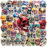 HIZILY 50 Pcs Skull Stickers for Adults Dark Gothic Sticker Pack Waterproof Goth Horror Decals Water Bottle Laptop Luggage Skateboard Planner Guitar Scrapbooking Journaling Gifts for Men Women