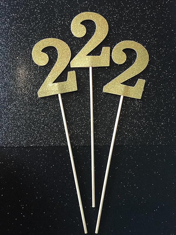 Age Centerpiece Picks, Glitter Numbers on a Stick, First