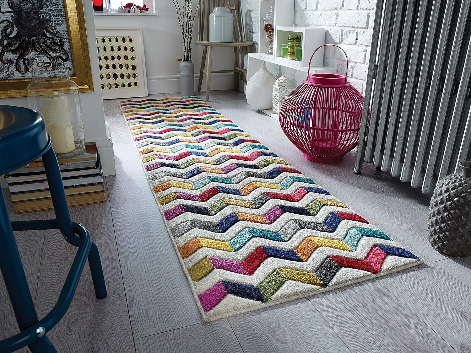  LordOfRugs Quality Handcarved Geometric Design Rainbow Multi