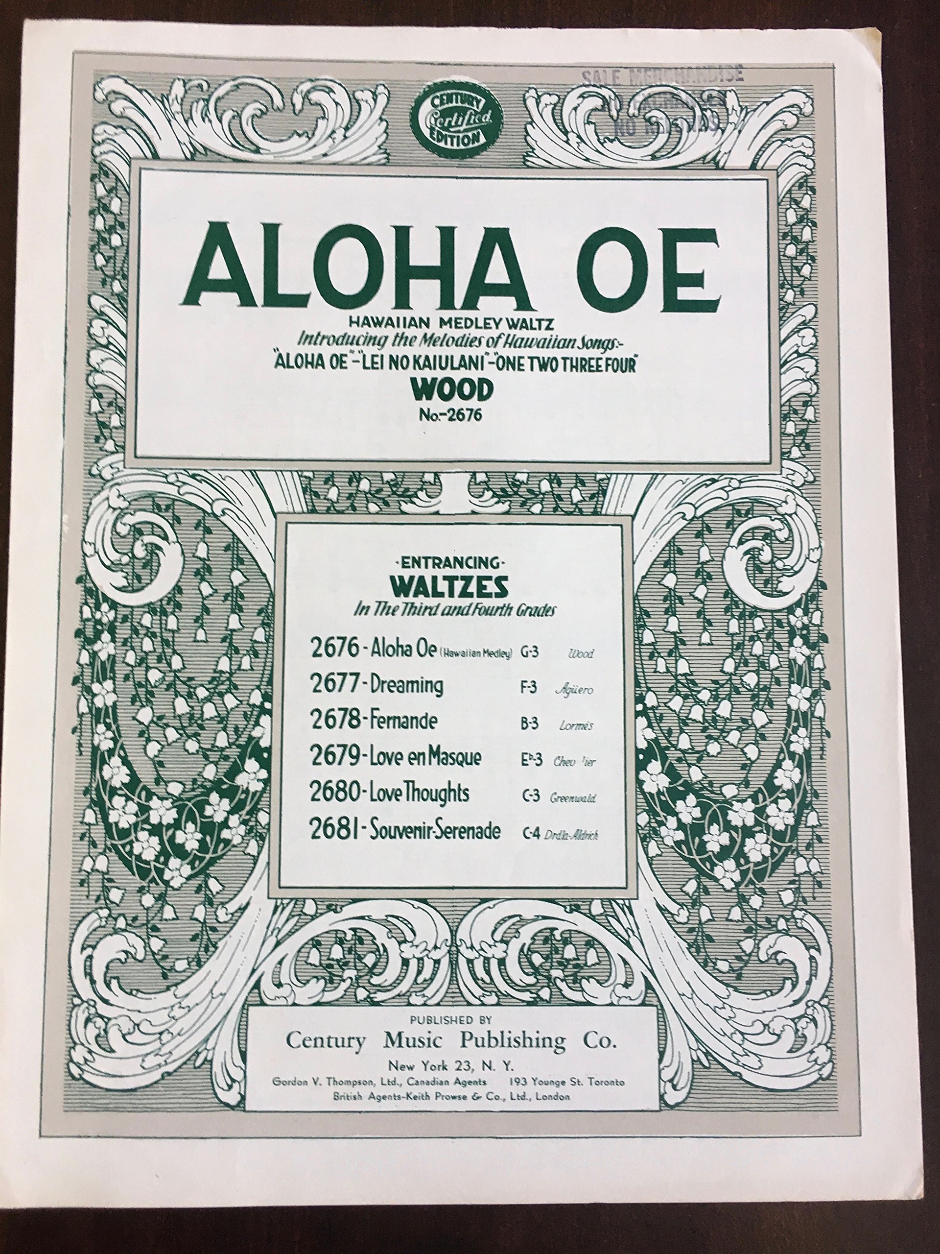 Aloha Oe Hawaiian Medley Waltz Introducing The Melodies Of Hawaiian Songs Aloha Oe Lei No Kaiulani One Two Three Four Will Wood Calvin Grooms Amazon Com Books