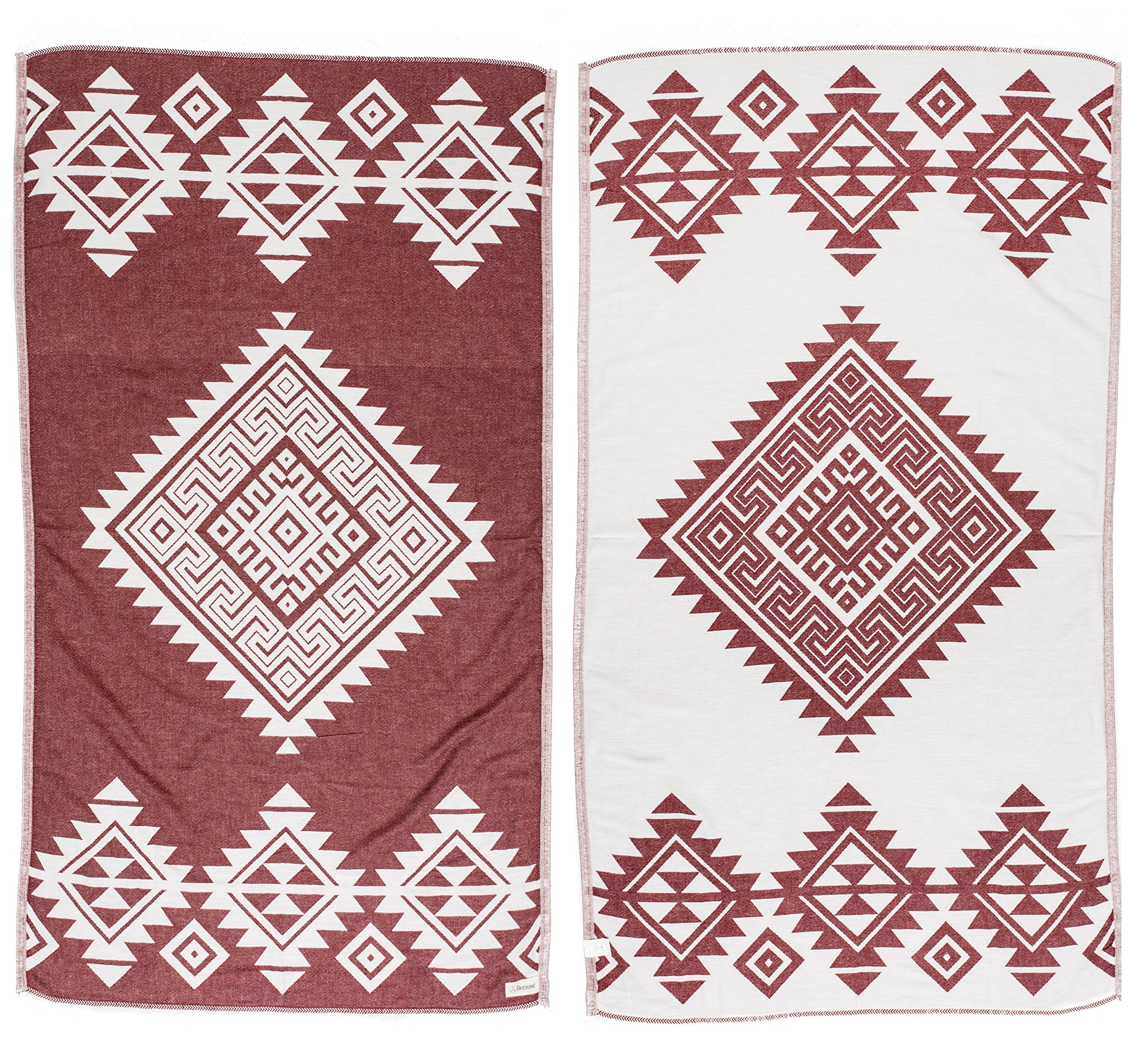 Bersuse 100% Cotton - Yucatan Turkish Towel - Burgundy