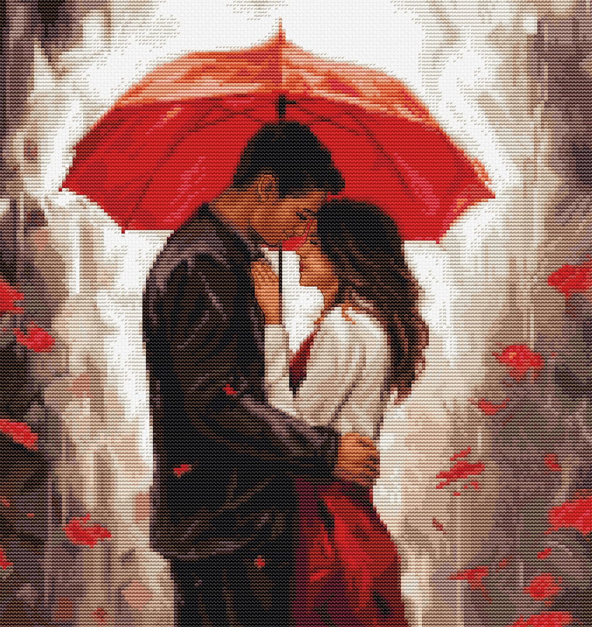 Luca-S Cross Stitch Kit Under the Umbrella, BU5047, Counted Cross Stitch Kit for Adults, Needlecraft and Embroidery Kit