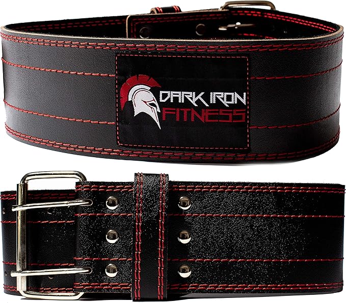 Dark Iron Fitness Genuine Leather Pro Weight Lifting Belt for Men and