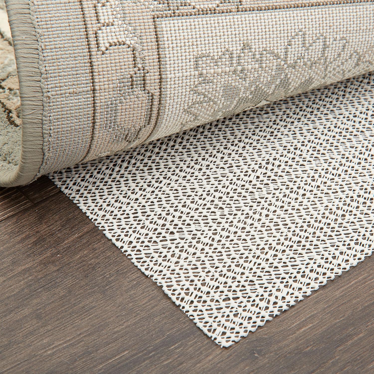 Home Dynamix Ultra Stop Non-Skid Cushioned Rug Pad 9'x12'3 Rectangle, Cream/Neutral: Furniture & Decor