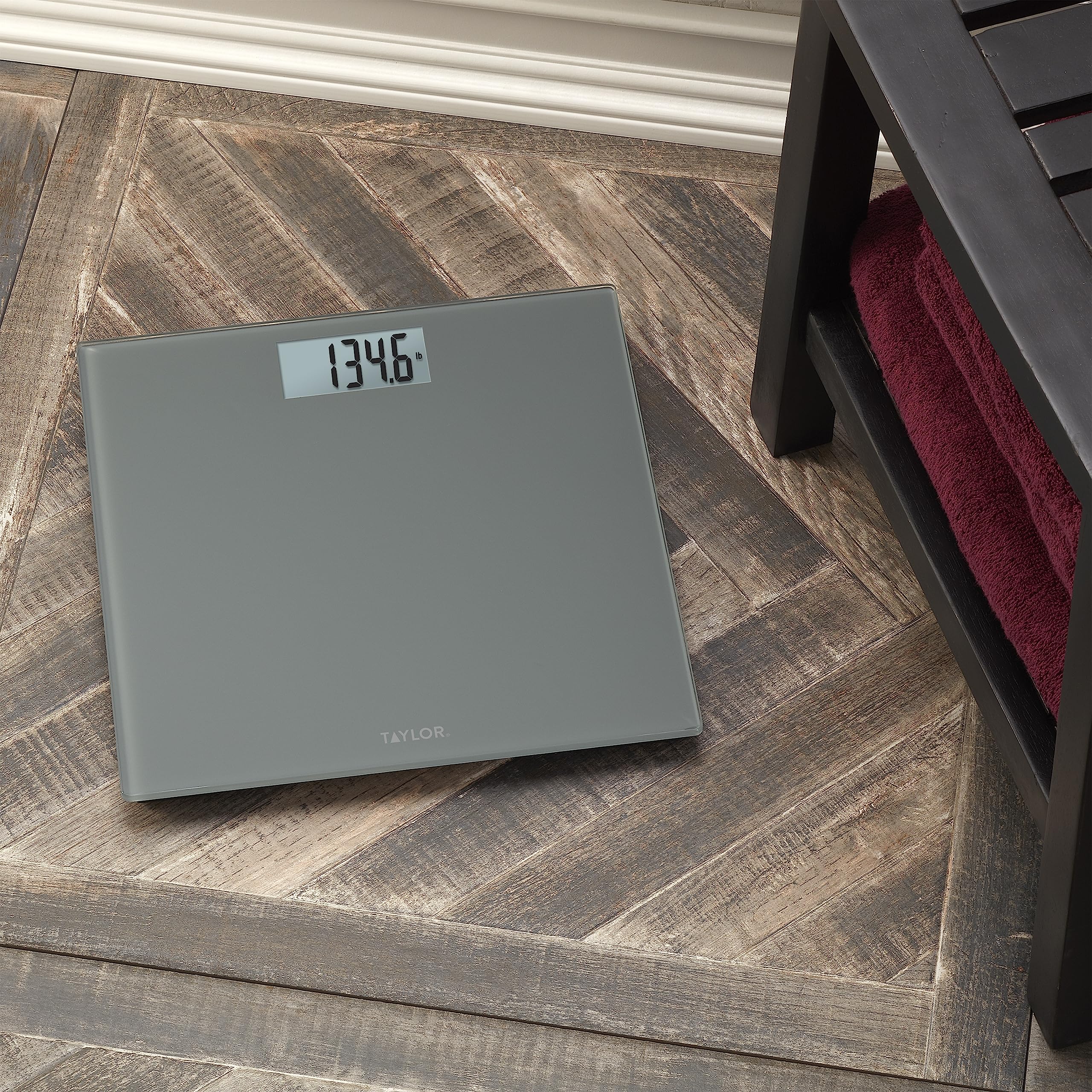 Taylor Digital Scales for Body Weight, Highly Accurate 400 LB Capacity, Auto On and Off Scale, 11.8 x 11.8 Inches, Charcoal Grey