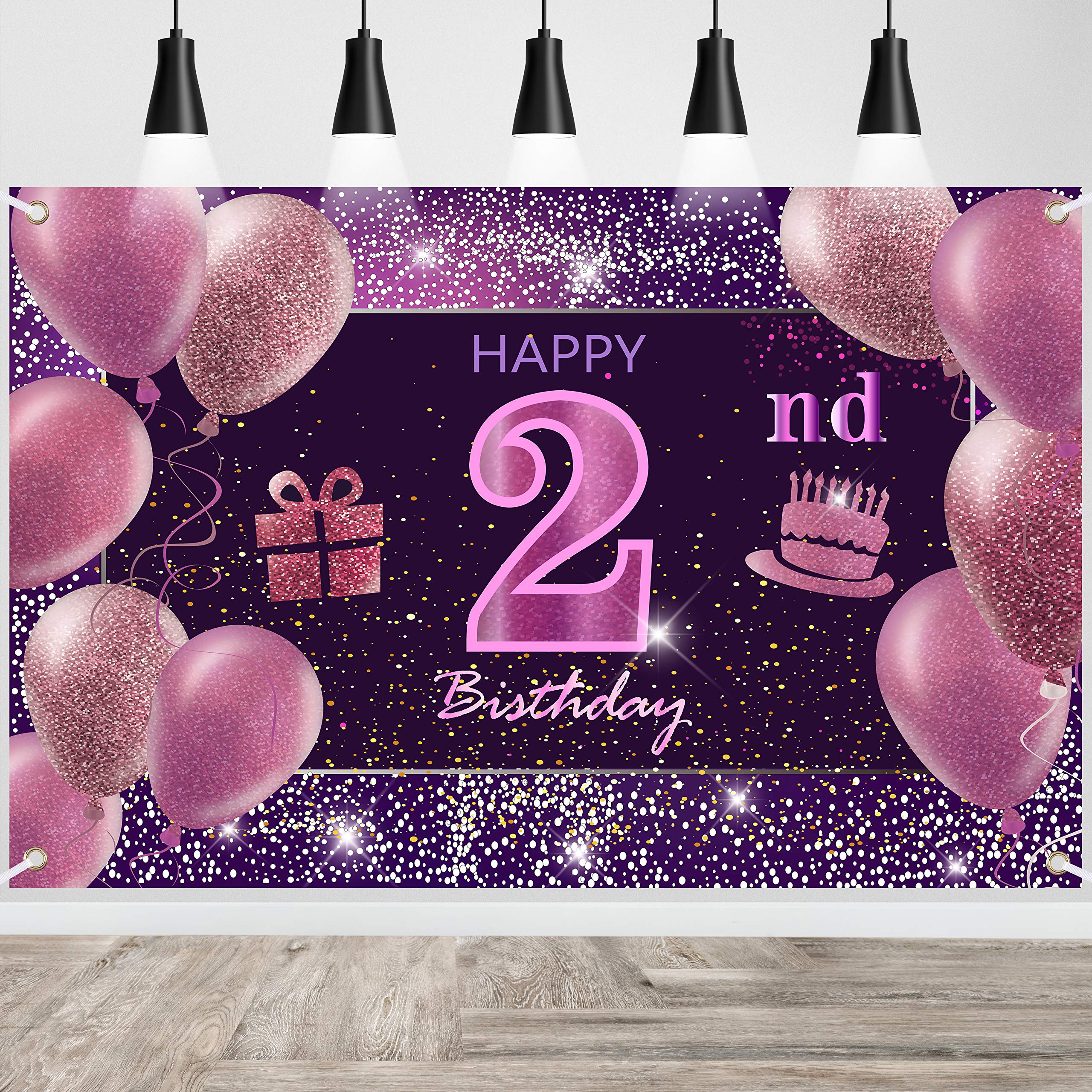 IMISI Happy Birthday Banner & Backdrop Decorations - Pink, Perfect for Parties