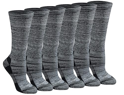 Dickies Women's Dri-Tech Fashion Moisture Control Crew Socks (5/6/12 Pairs) (S-XL), Black Marl (6 Pairs), Small