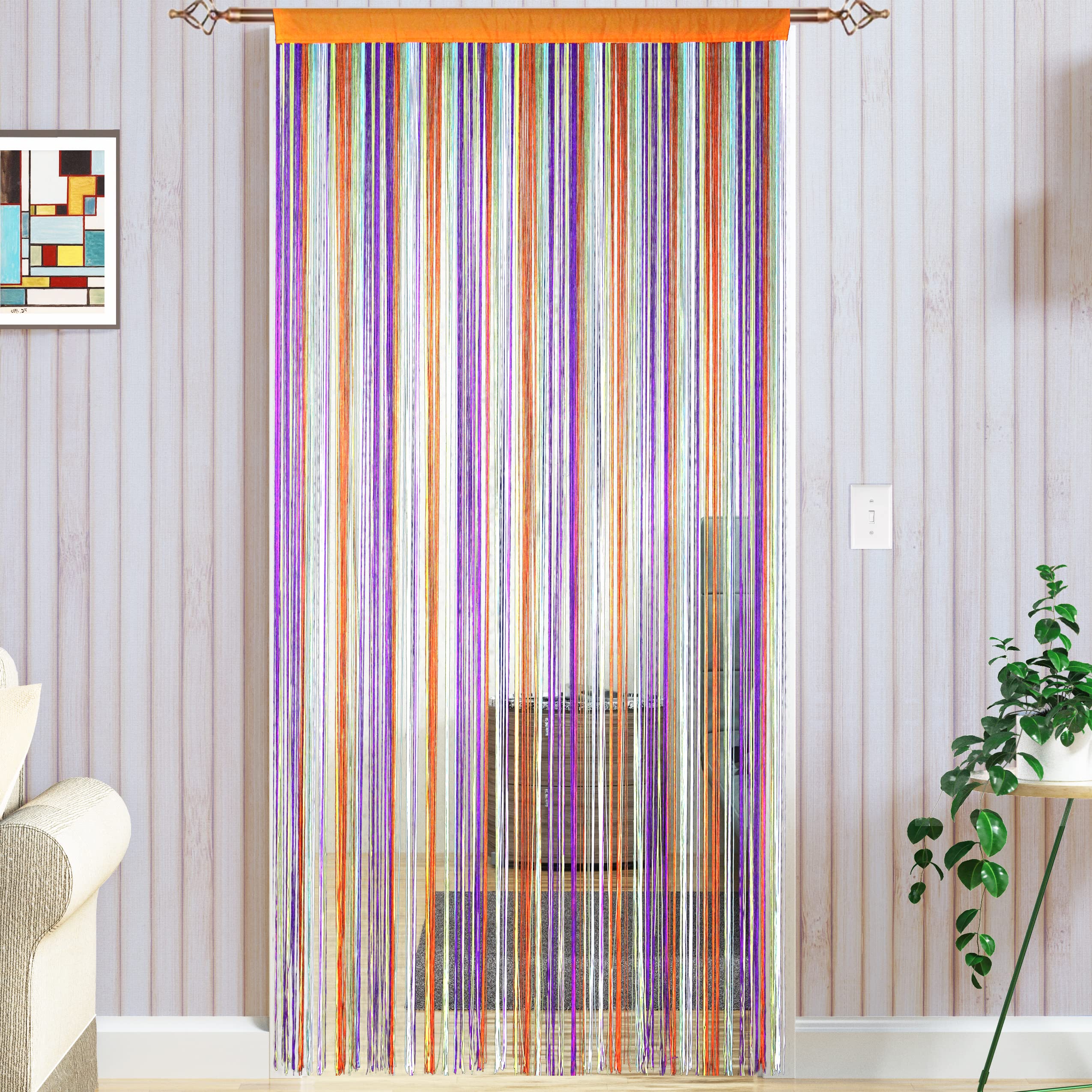 Taiyuhomes String Door Curtains Fly Screen Curtain For Window Decorations Living Room Doorways Crystal Plain Tassel (Rainbow, 90x200cm) — image 1