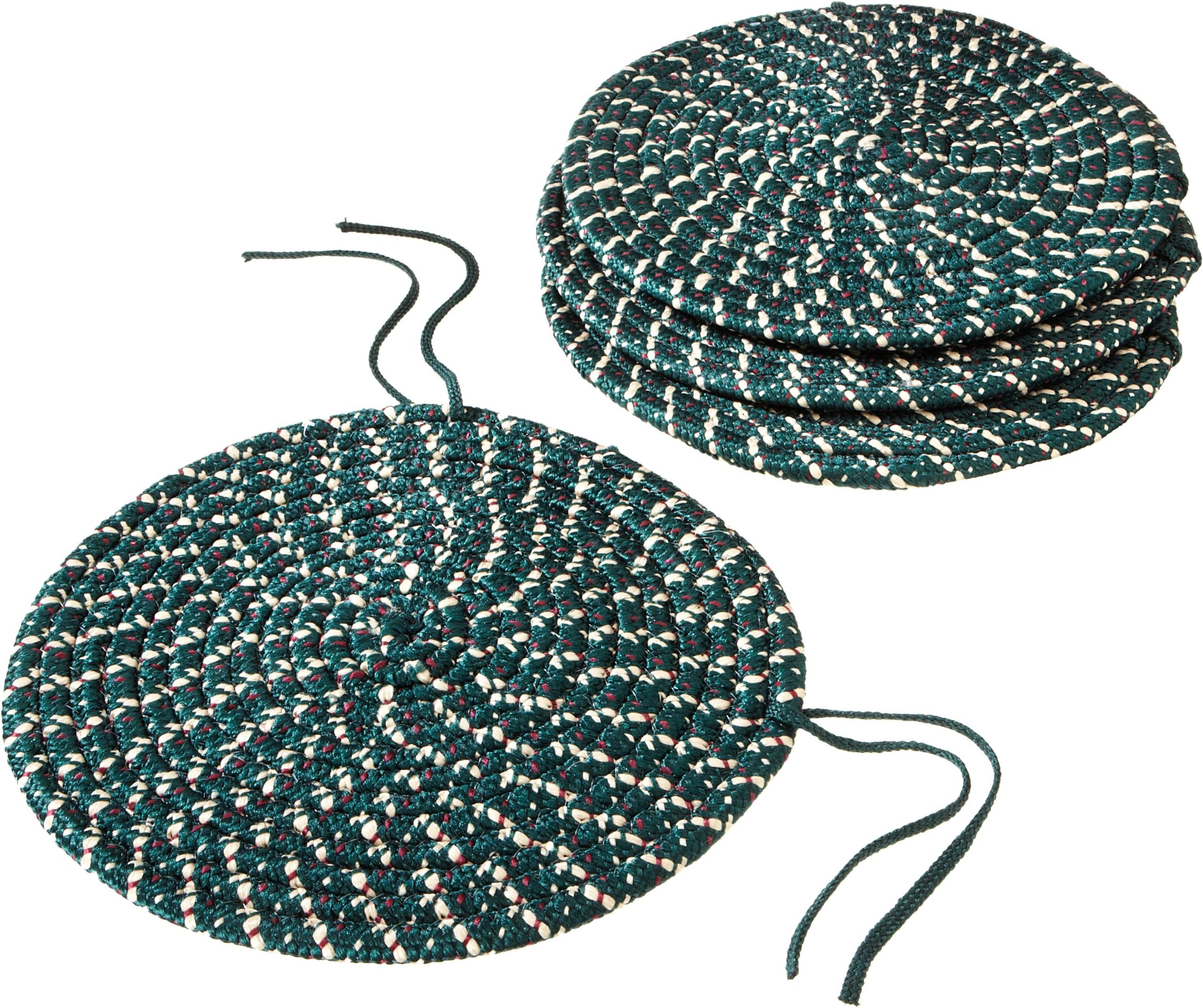 International Chatham Set of 4 Braided Chair Pads, Hunter Green