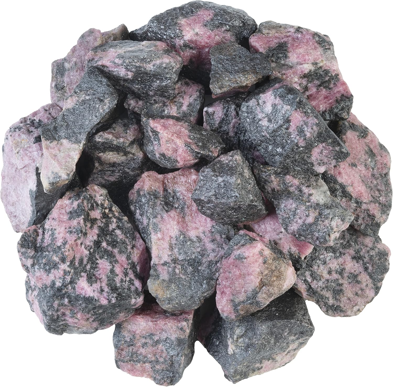 Indoor Fountains & Accessories - Crocon 1LB Rhodonite Rough Stones and Crystals Bulk - Raw Gemstone for Tumbling Cabbing Polishing Gem Mining Chakra Balancing Reiki Crystal Healing Good Luck Fountain Rocks Home Décor Gifts