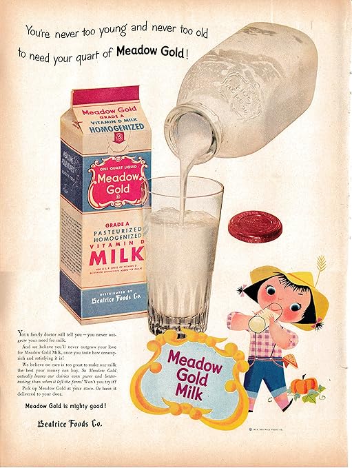 1953 Meadow Gold Milk Beatrice Foods Original 13 5 10 5 Magazine Ad Mighty Good Everything Else Amazon Com