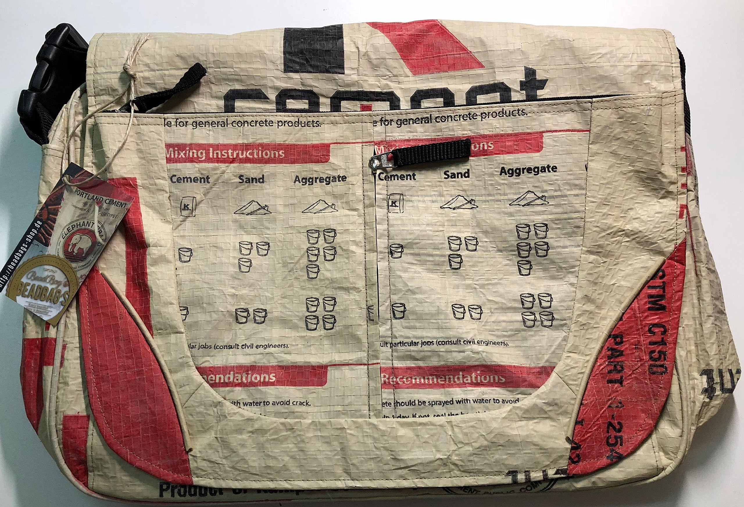'Environmentally Friendly End Andrew CR5 in Chic Shoulder Bag Red/White Made From Recycled Cement Tropic Sack Material and Sustainability also all people Life